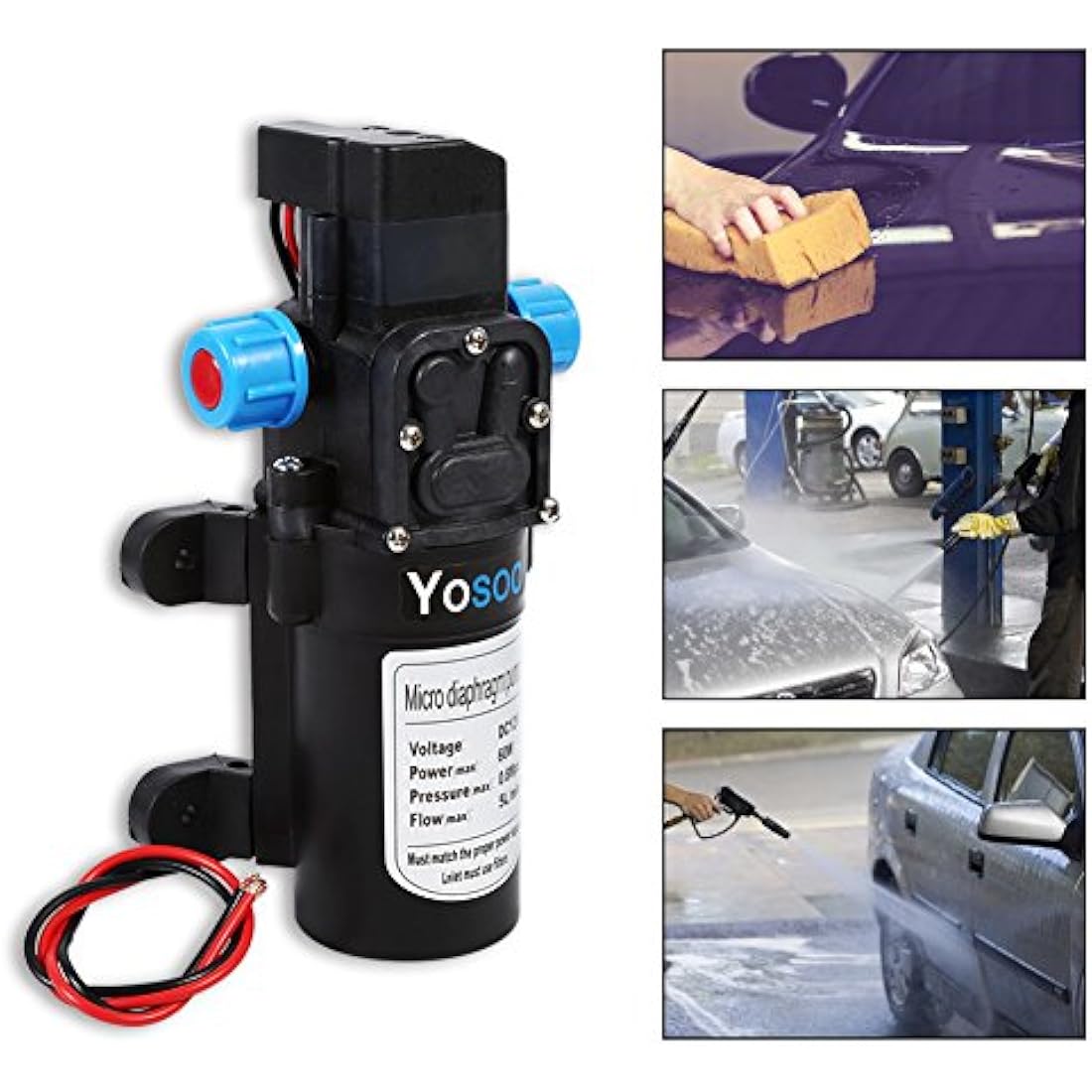 12V 60W Diaphragm Water Pump - High Pressure 115PSI