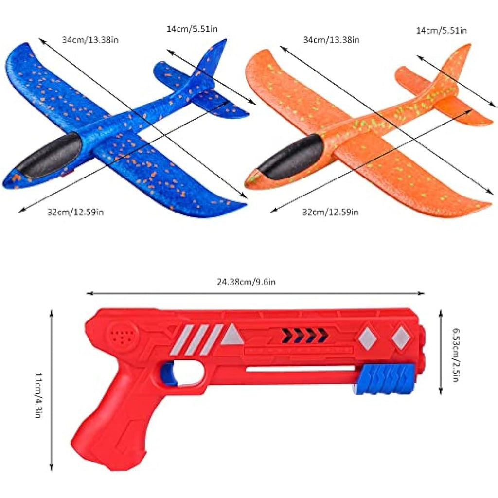 Ksera Airplane Toy Launcher with 2 Foam Gliders - Outdoor Gift for Kids