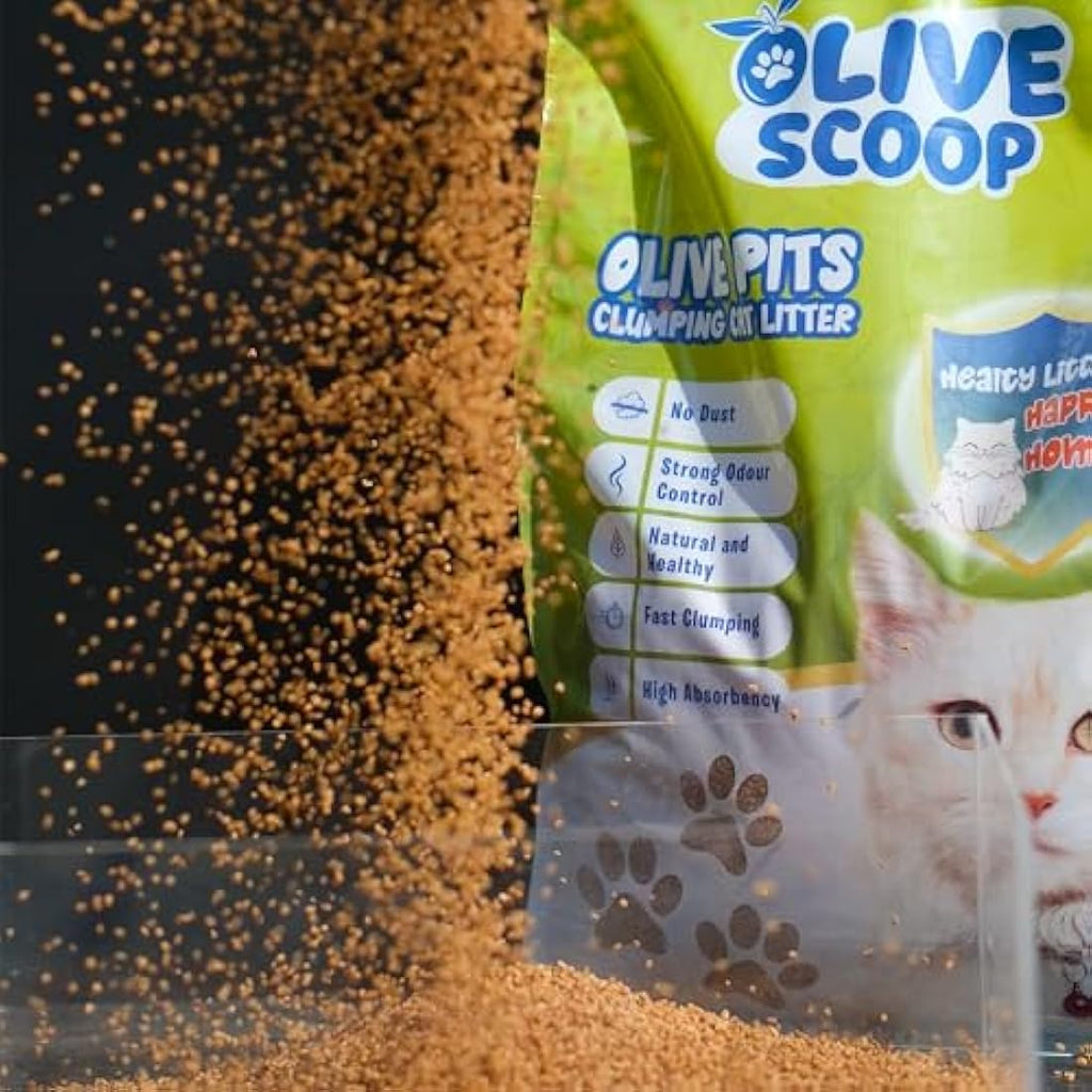 Olive Scoop Natural Olive Pit Clumping Cat Litter – Unscented, 24L