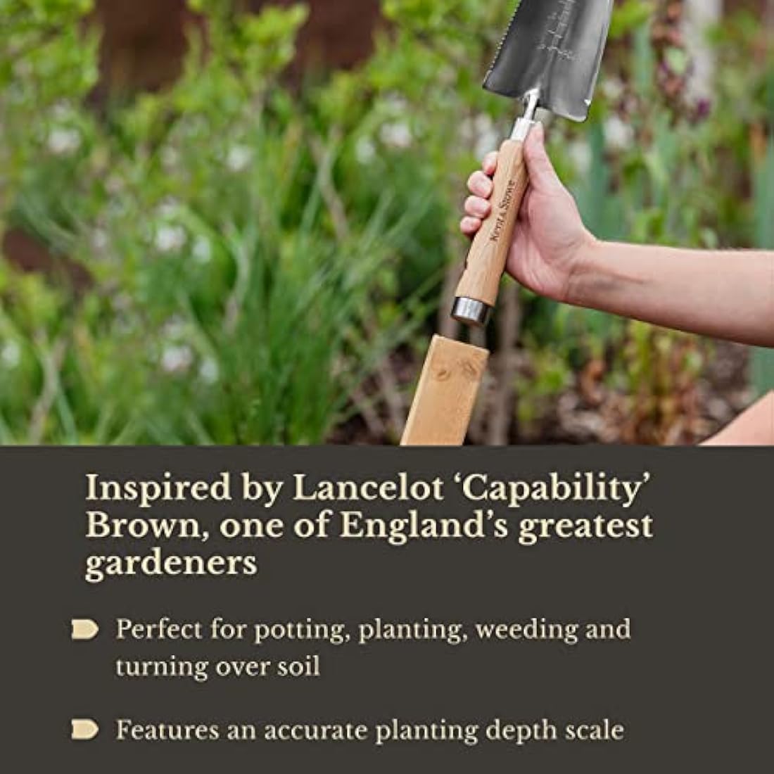 Kent & Stowe Capability Trowel – Stainless Steel & Ash Wood Garden Tool