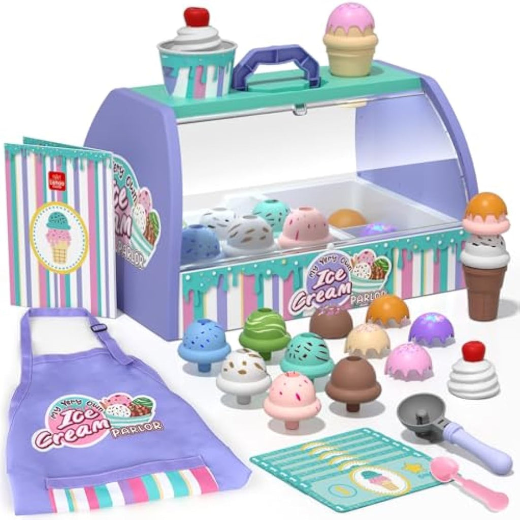 Lehoo Castle Ice Cream Toy Set - 28pc Pretend Play Food & Montessori Gift