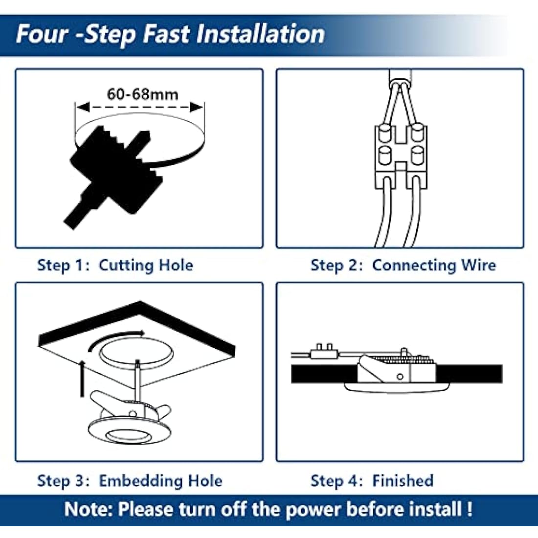 HiBay 20-Pack 7W LED Downlights – IP44 Waterproof Ultra Slim Recessed Lights