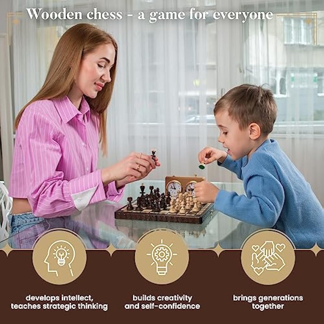 Pearl Wooden Chess Set – Handcrafted 12in Travel Board