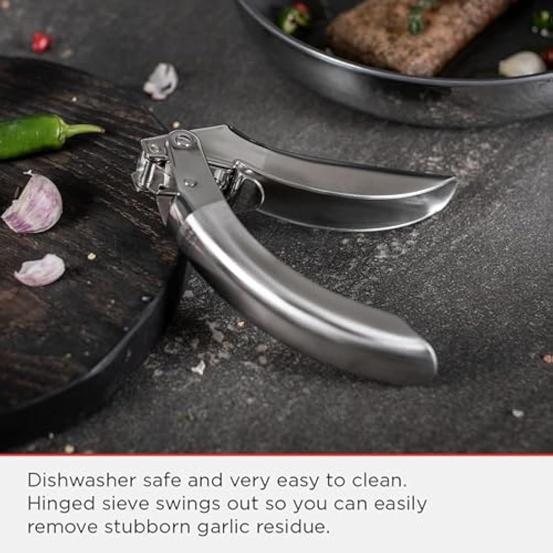 Kuhn Rikon Stainless Steel Garlic Press – Durable Ergonomic Crusher