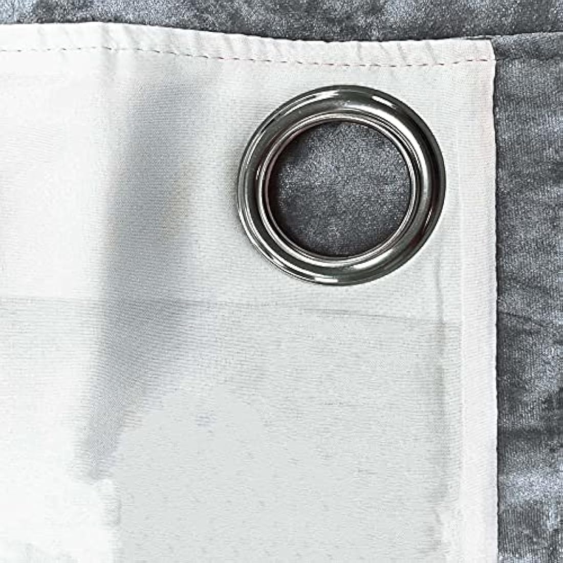 Sienna Crushed Velvet & Faux Silk Eyelet Curtains - Silver Grey, 66x90