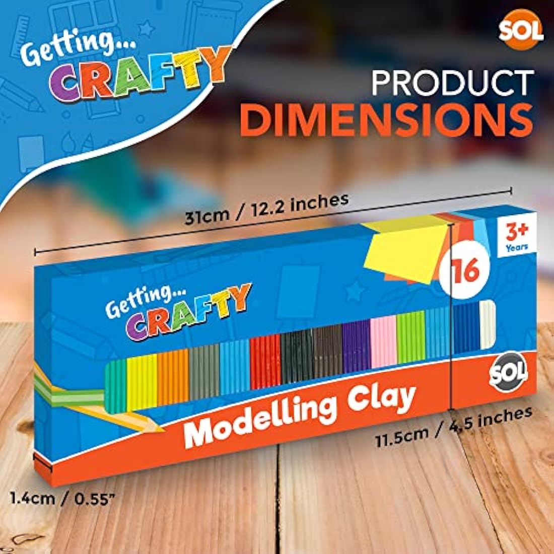 SOL Modelling Clay 3pk – 16 Assorted Colours Soft Clay Kit for Kids