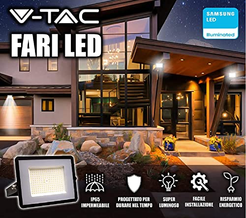 V-TAC 100W Outdoor LED Floodlight | Samsung Chip | IP65 Black - 8200lm