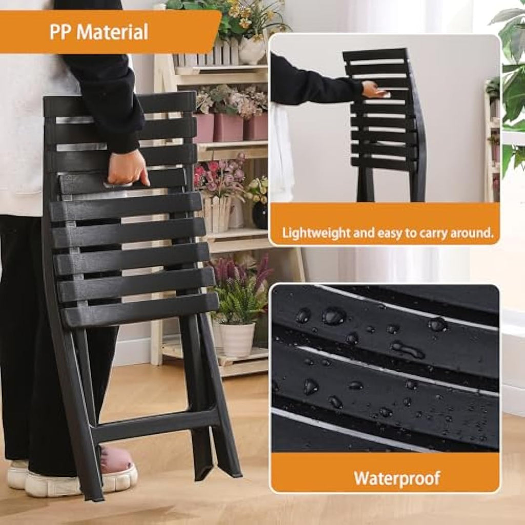 BOOSDEN Folding Plastic Chairs 4 Pack | Portable Outdoor Patio Seating