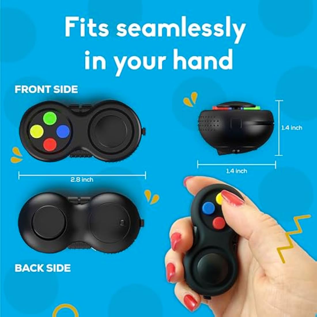 PILPOC Fidget Pad Controller – 8-Function Sensory Toy with Case, Black