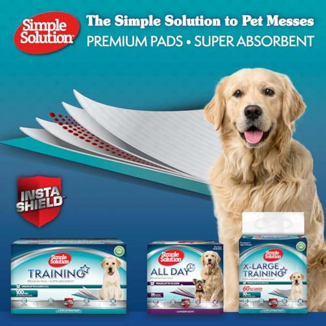 Simple Solution Premium Puppy Training Pads – 6-Layer Leak-Proof (14 Pack)