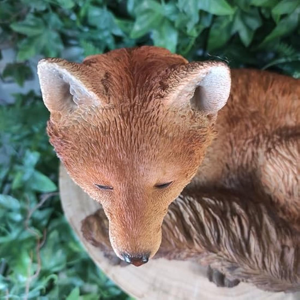 Vivid Arts Resting Fox Garden Ornament – Realistic Resin Statue