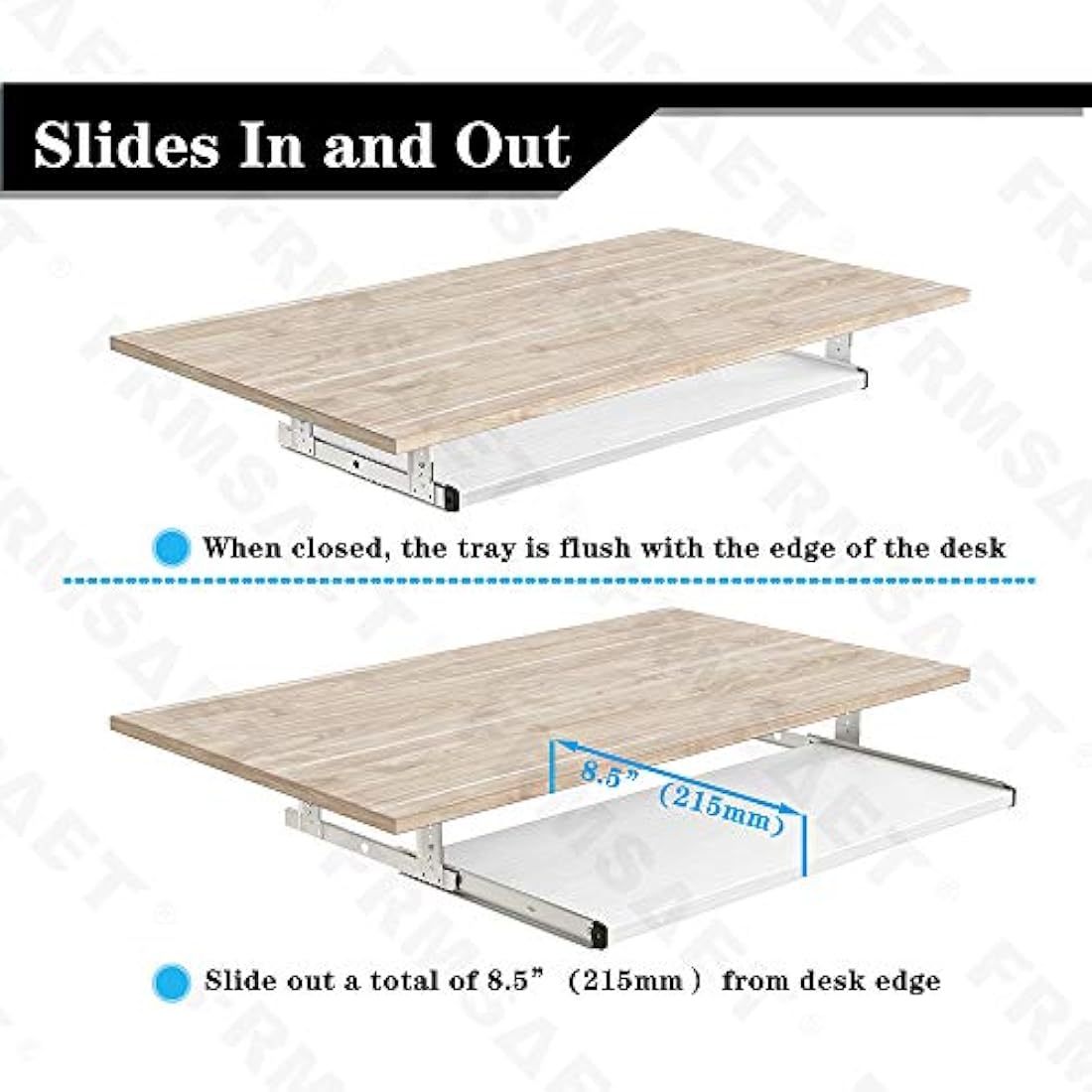 FRMSAET 30" Under Desk Keyboard Tray – Adjustable Height Wood Drawer