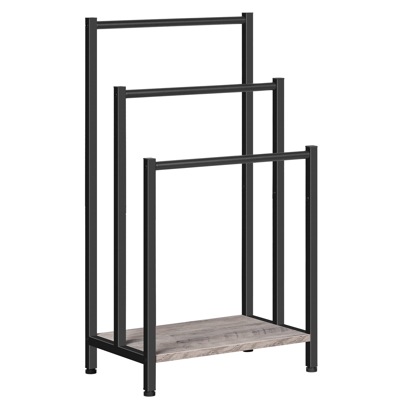 HOOBRO Freestanding Towel Rack – 3-Tier Metal Drying Stand with Shelf