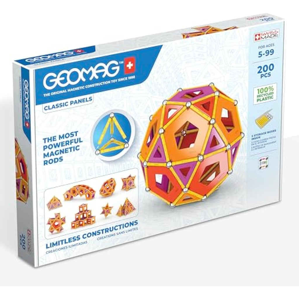 Geomag Classic Panels 200-Piece Magnetic Building Set - Recycled Plastic
