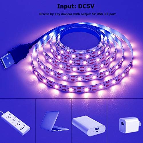 GOMING UV LED Black Light Strip – 4M USB Powered 395-400nm Purple Tape