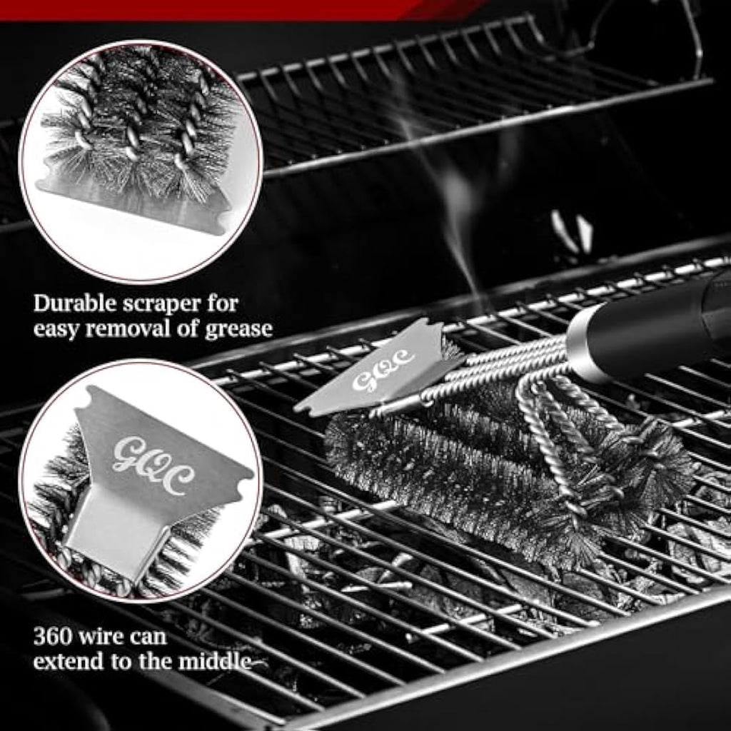 18.3'' BBQ Grill Cleaning Brush and Scraper – 3-in-1 Stainless