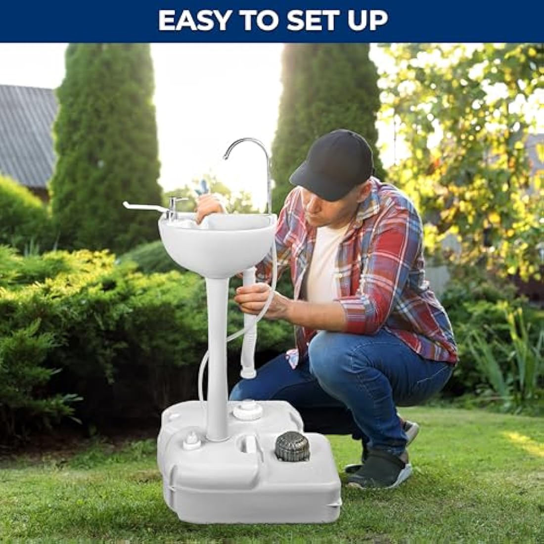 SereneLife Portable Hand Wash Station – Outdoor Camping Sink with Foot Pump