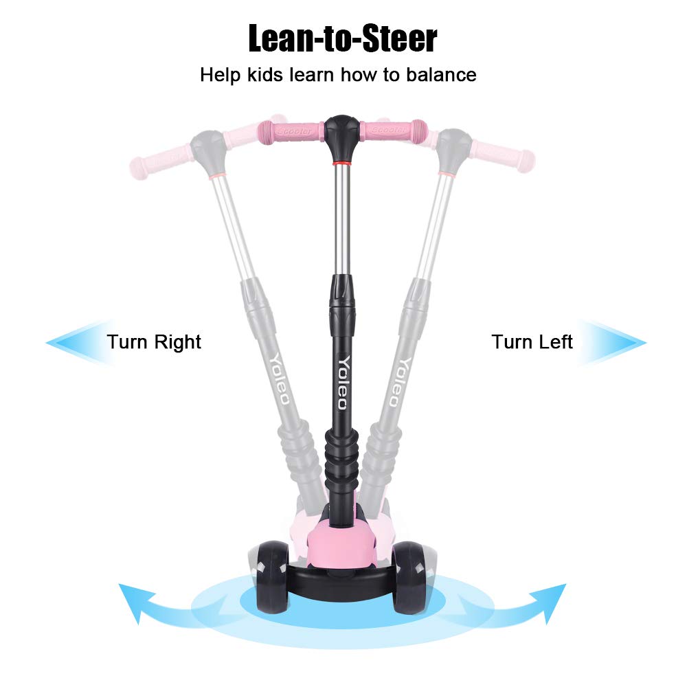 YOLEO 3-in-1 Kids Kick Scooter with Removable Seat and LED Wheels