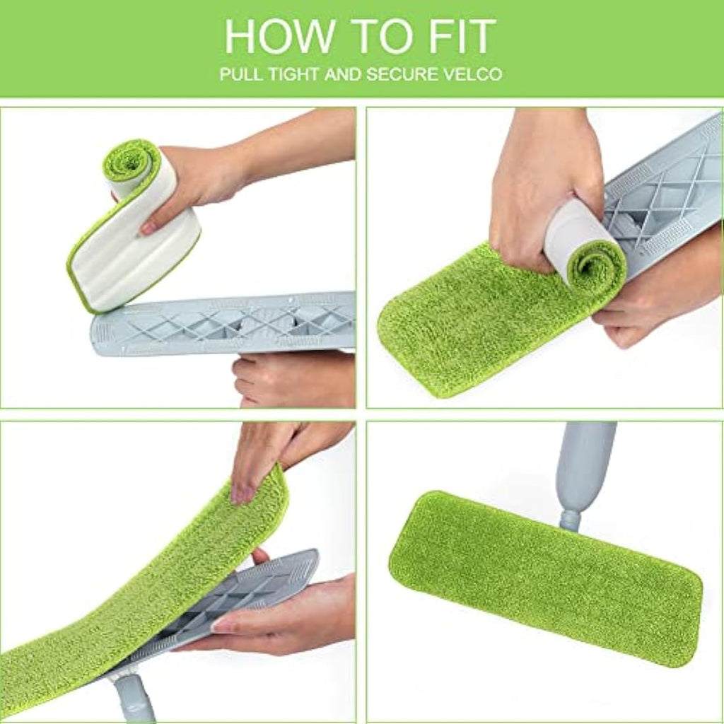 Vicloon Microfiber Mop Pads - 6 Pack Washable Spray Mop Refills, Green