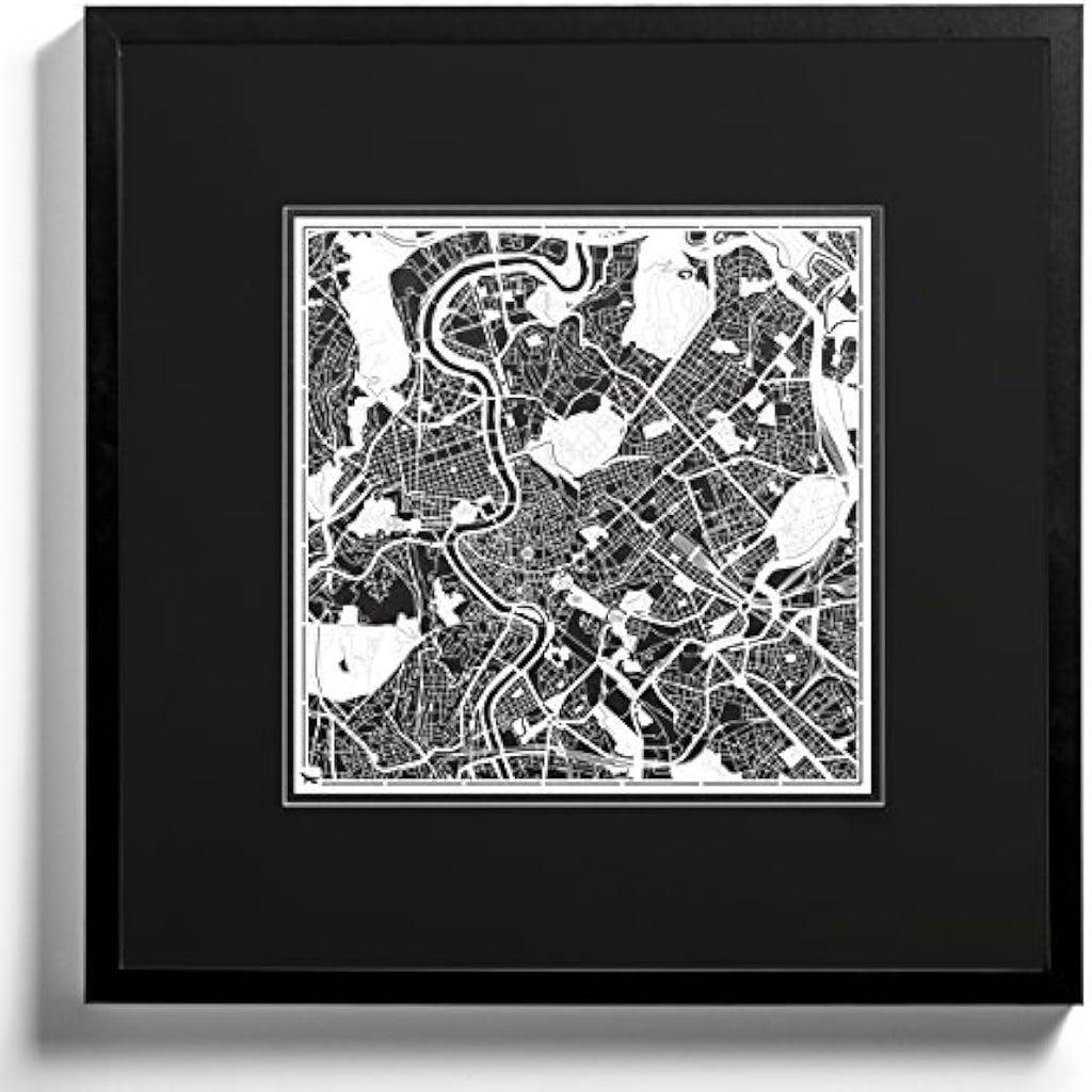 Rome Paper Cut Map Wall Art |  Laser Cut Decor - 30x30 cm