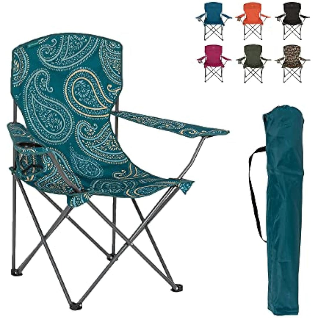 Highlander Camping Chair – Lightweight Folding Steel Chair with Cup Holder