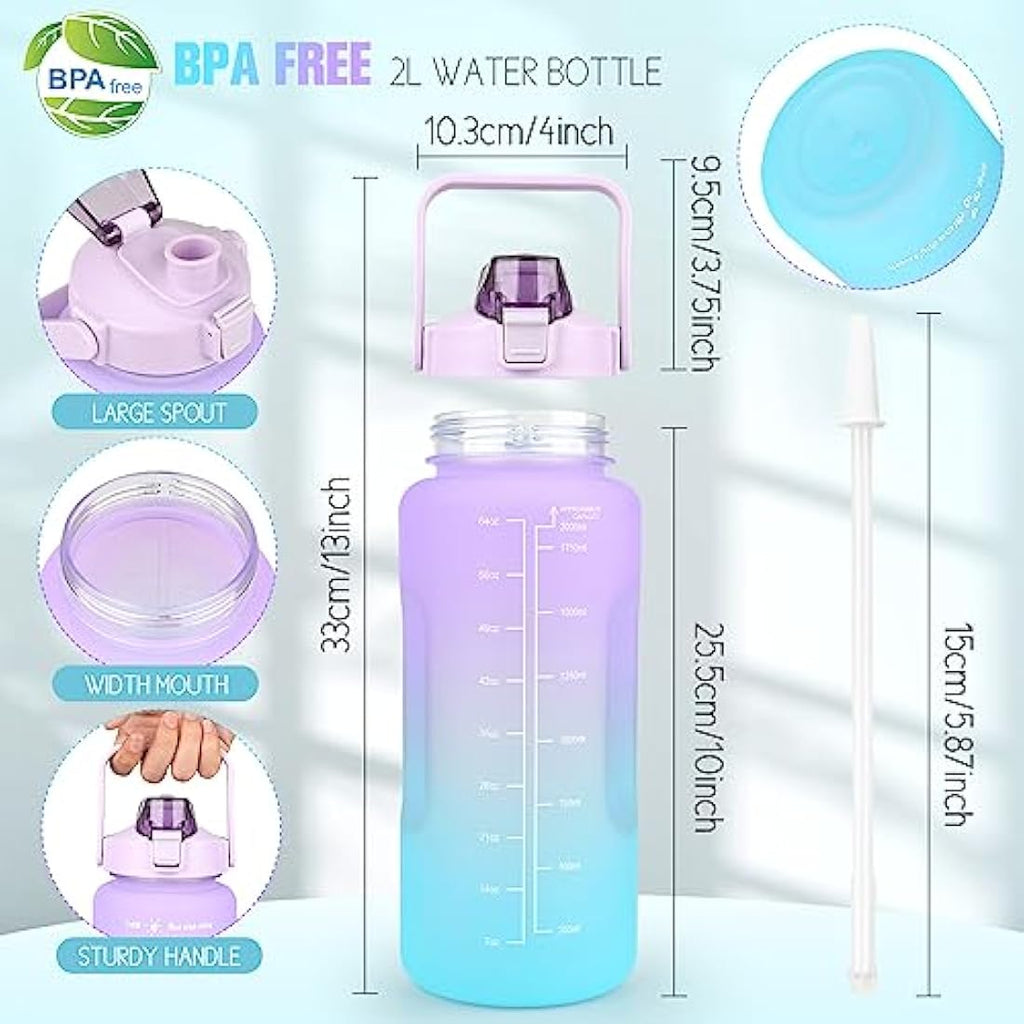 Jolof Store 2L Motivational Water Bottle | BPA Free Leakproof Sport Jug