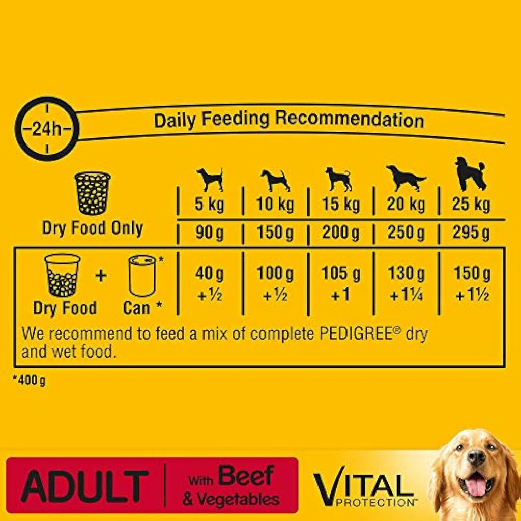 Pedigree Dry Dog Food with Beef and Vegetables - 2.6kg Bag