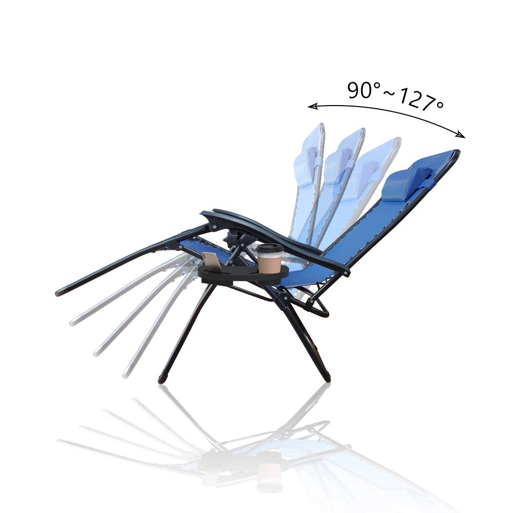 VOUNOT Zero Gravity Chair | Folding Outdoor Recliner with Cup Holder - Blue