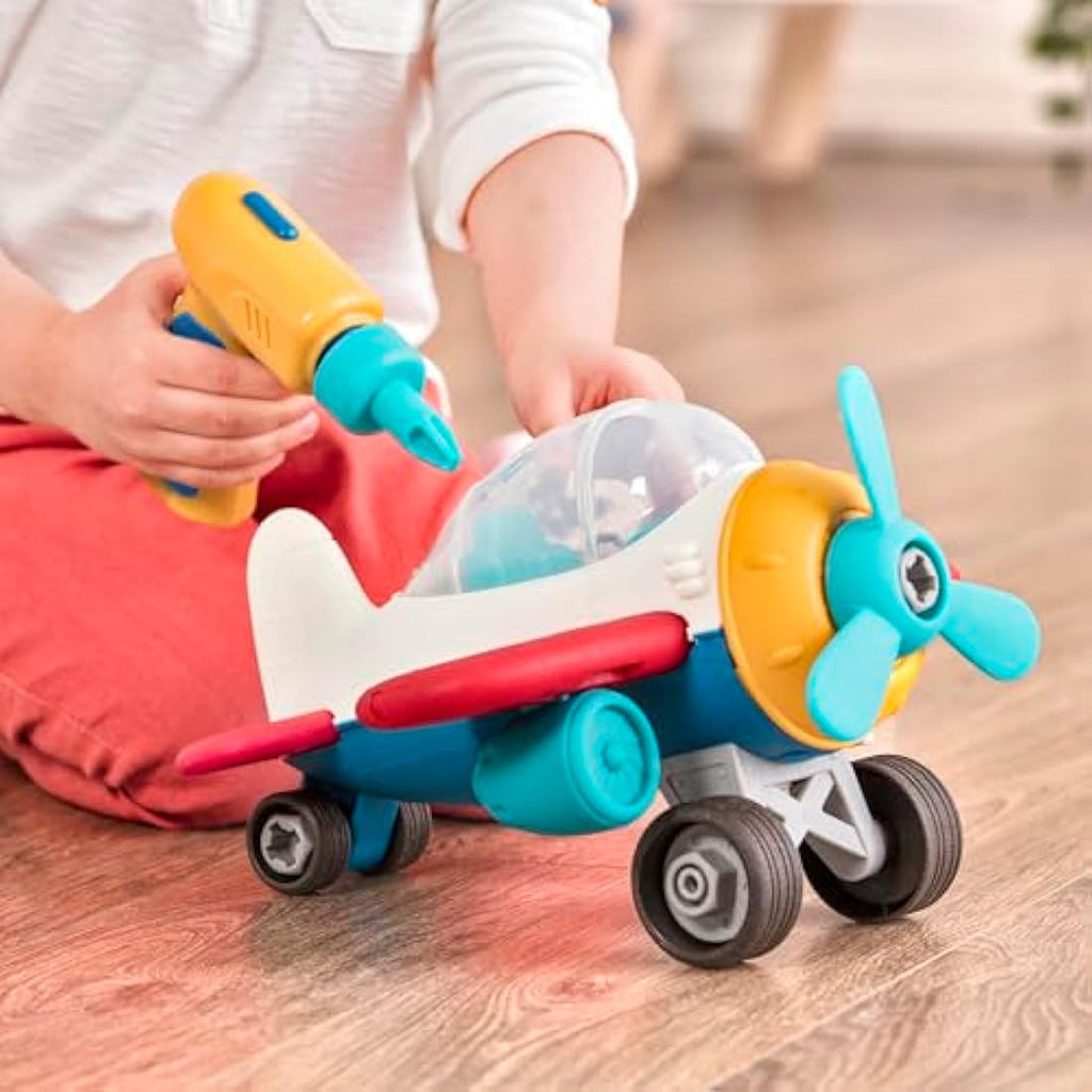 Battat Wonder Wheels Take-Apart Airplane Toy with Drill STEM Set