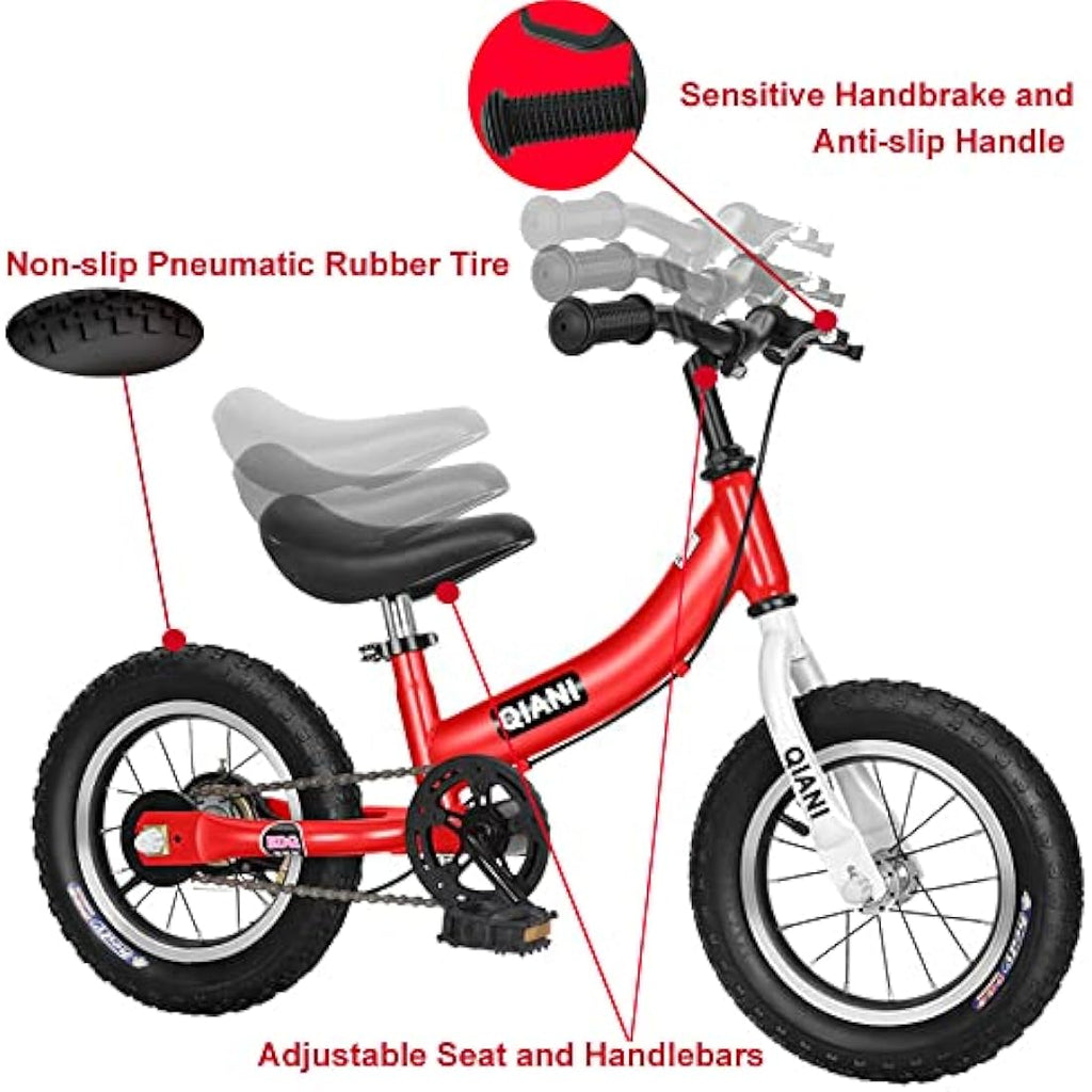 Jolof Store 2-in-1 Balance Bike for Toddlers with Pedals & Brakes