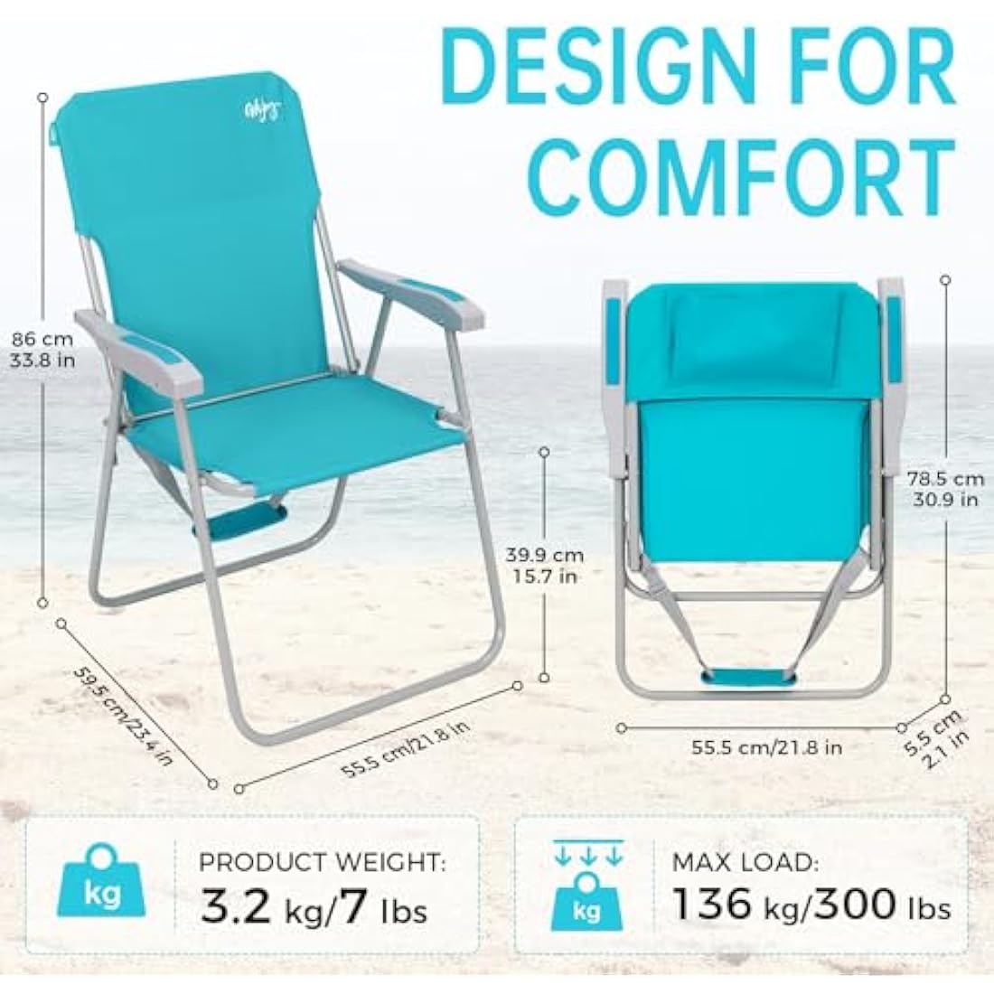 #WEJOY High Back Folding Beach Chair | Lightweight Portable Steel Frame