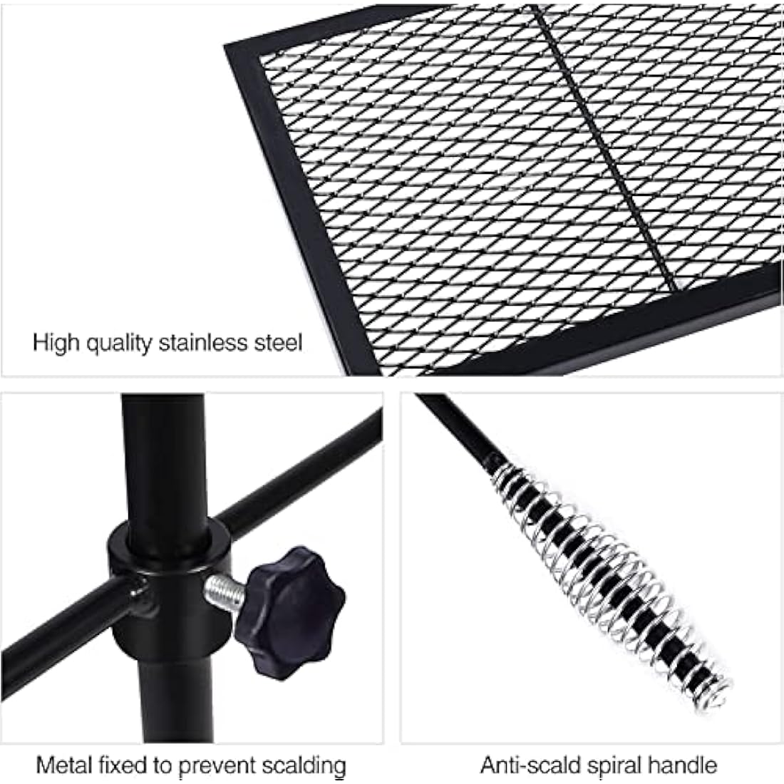 REDCAMP Swivel Campfire Grill – Heavy Duty Steel Grate for Open Fire