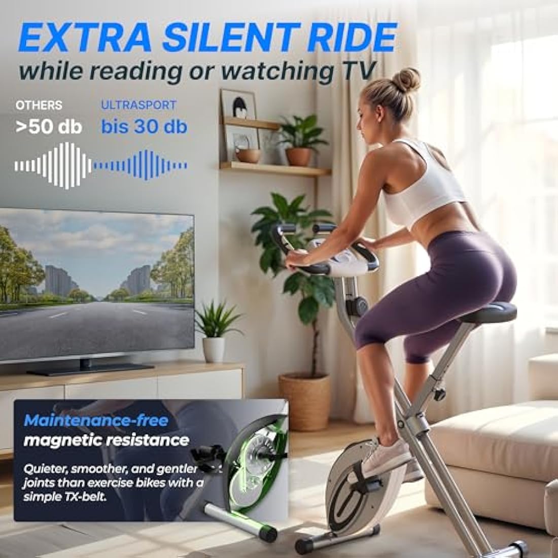 Ultrasport F-Bike Folding Exercise Bike – Silent Magnetic Stationary Bike