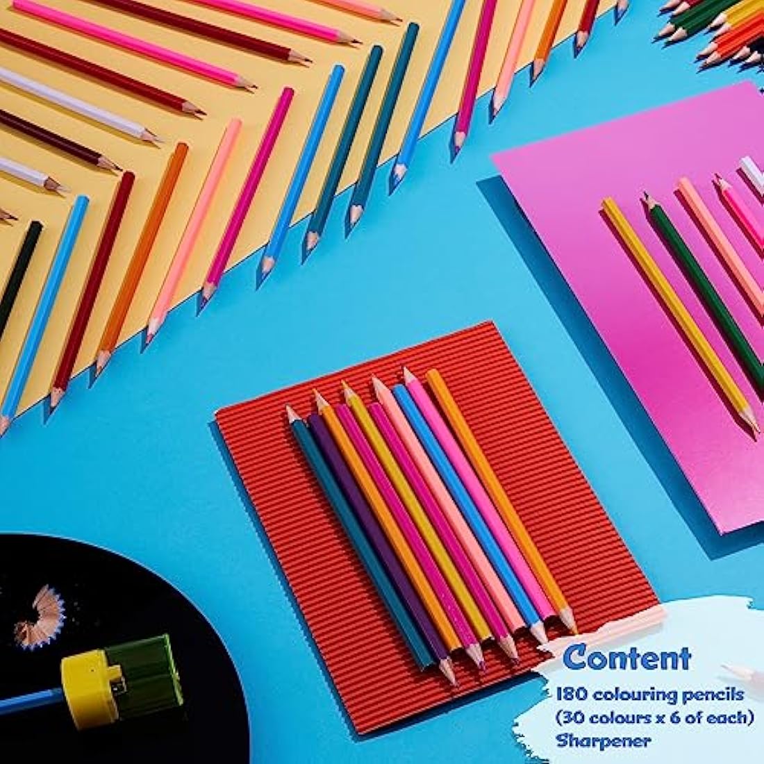 KreativeKraft Coloured Pencils Set of 180 – Art Supplies with Sharpener