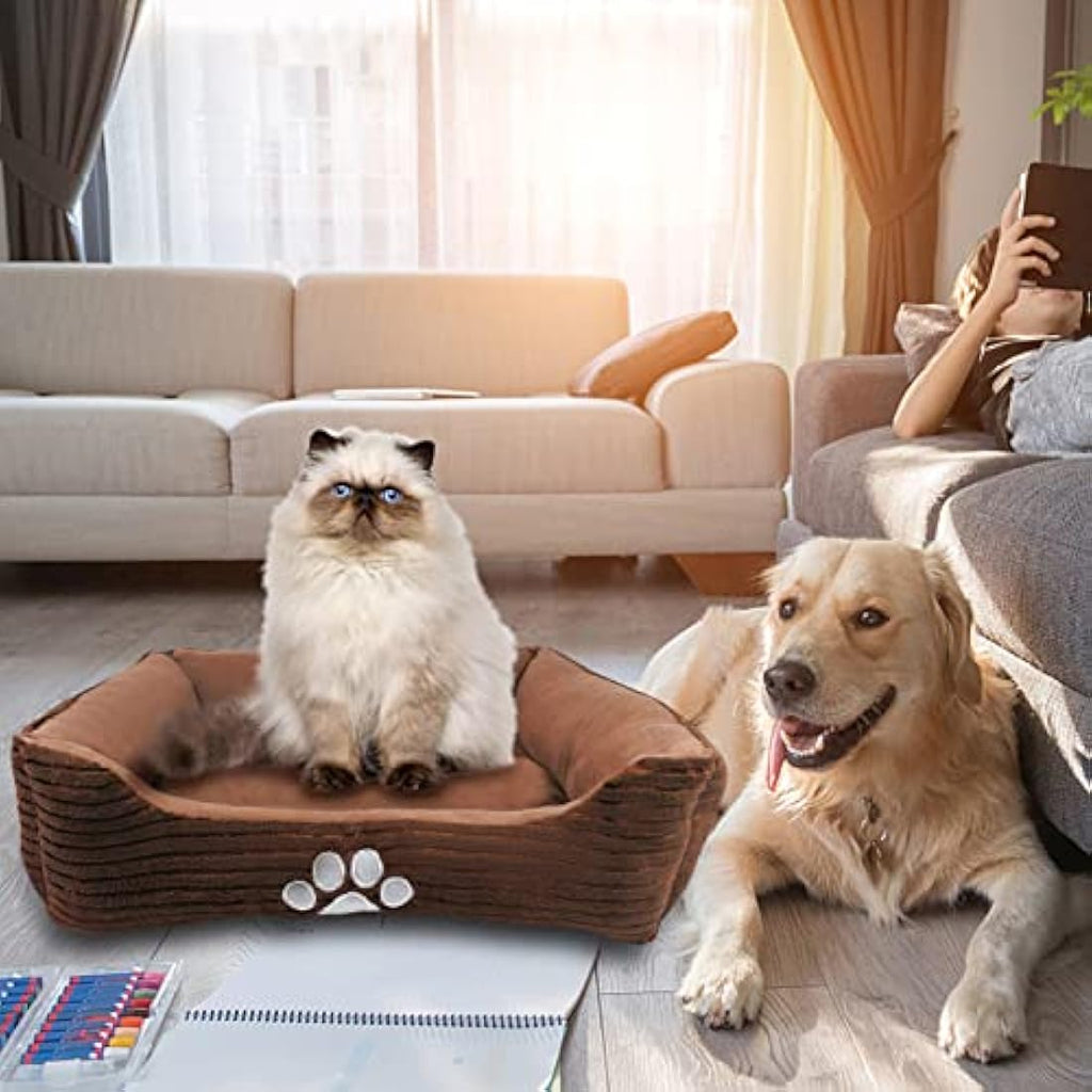 Happycare Textiles Reversible Rectangle Pet Bed - Faux Suede & Corduroy