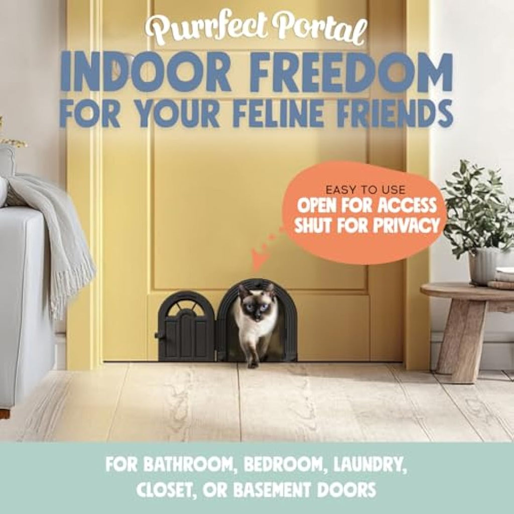 Jolof Store Meow Manor No-Flap Indoor Cat Door for Interior Doors