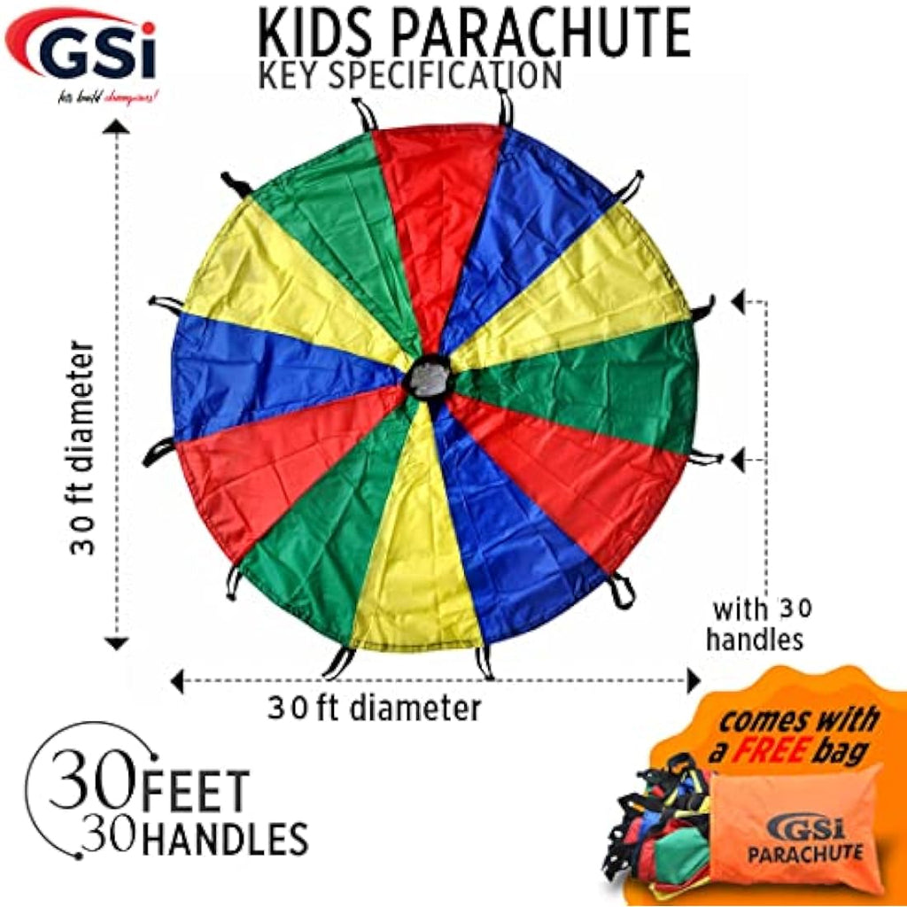 GSI Kids Rainbow Play Parachute | 30ft Durable Polyester Outdoor Toy