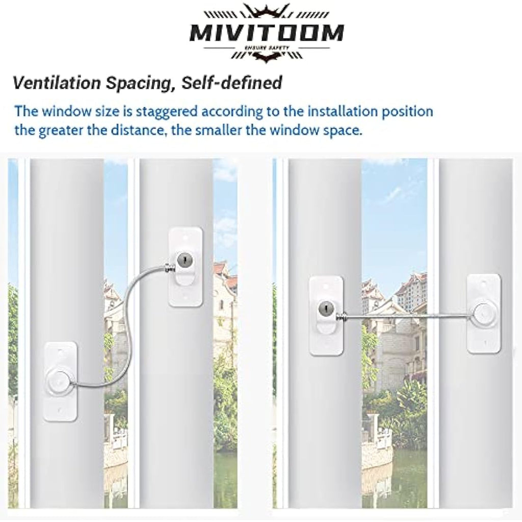 Jolof Store Window Restrictors – 4 Pack Child Safety Cable Locks for UPVC