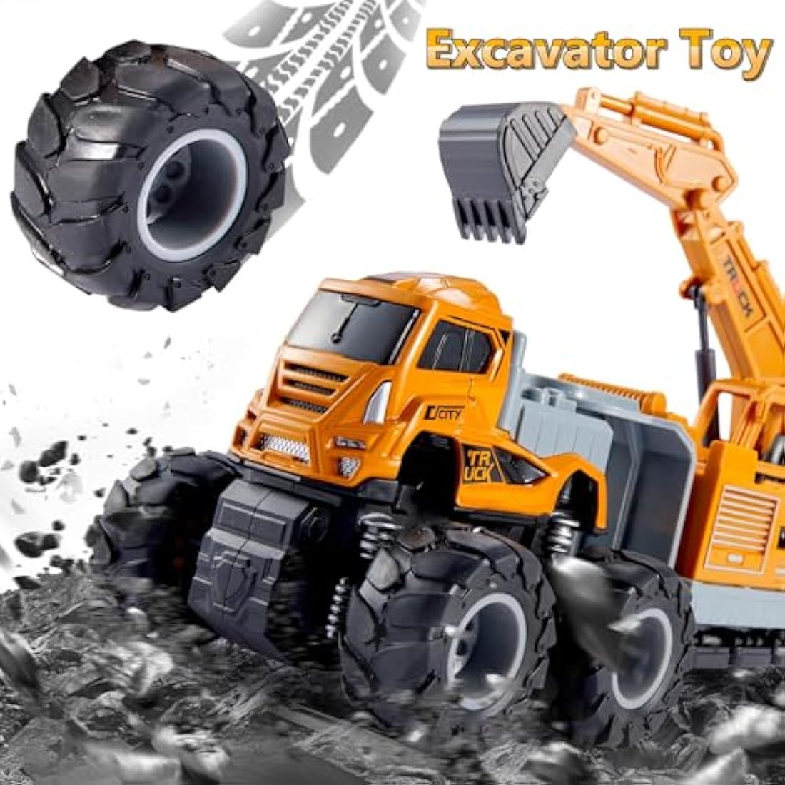 Diecast Excavator Toy – Friction Powered Construction Digger