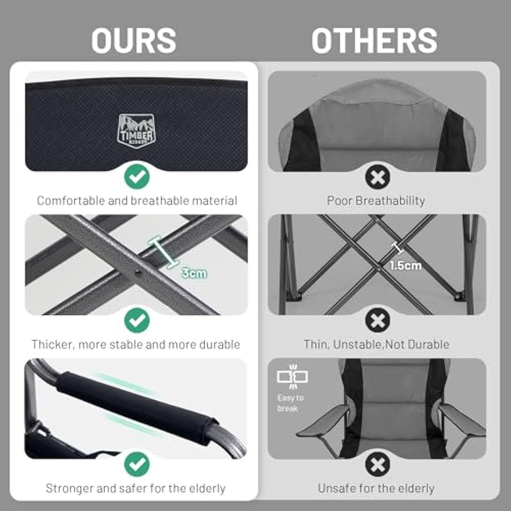 TIMBER RIDGE Double Camping Chair – Heavy Duty Folding 2 Seater Sofa