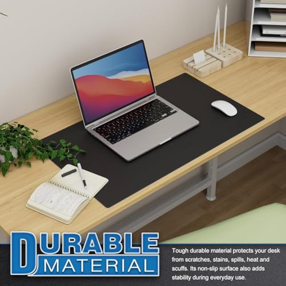 Knodel PU Leather Desk Pad – Dual-Sided Waterproof Office Mat, Black