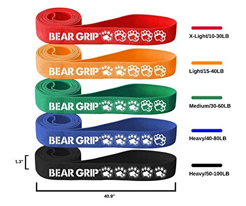 Bear Grip Fabric Resistance Bands - 5 Levels for Legs and Glutes