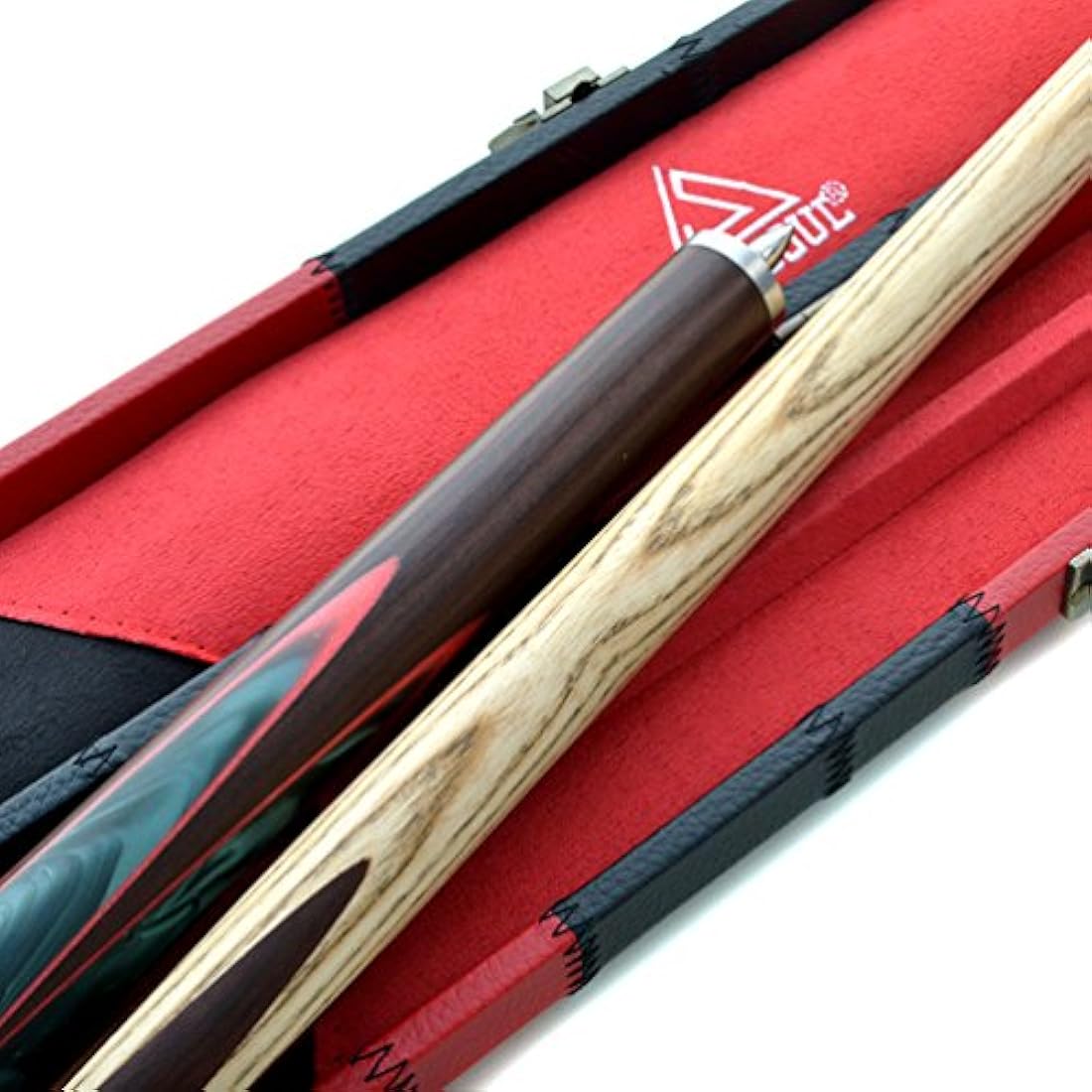 CUESOUL 57" Hand-Spliced 3/4 Snooker Cue | Ash Wood with Leatherette Case