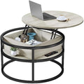 YITAHOME Round Lift Top Coffee Table with Hidden Storage - White Oak