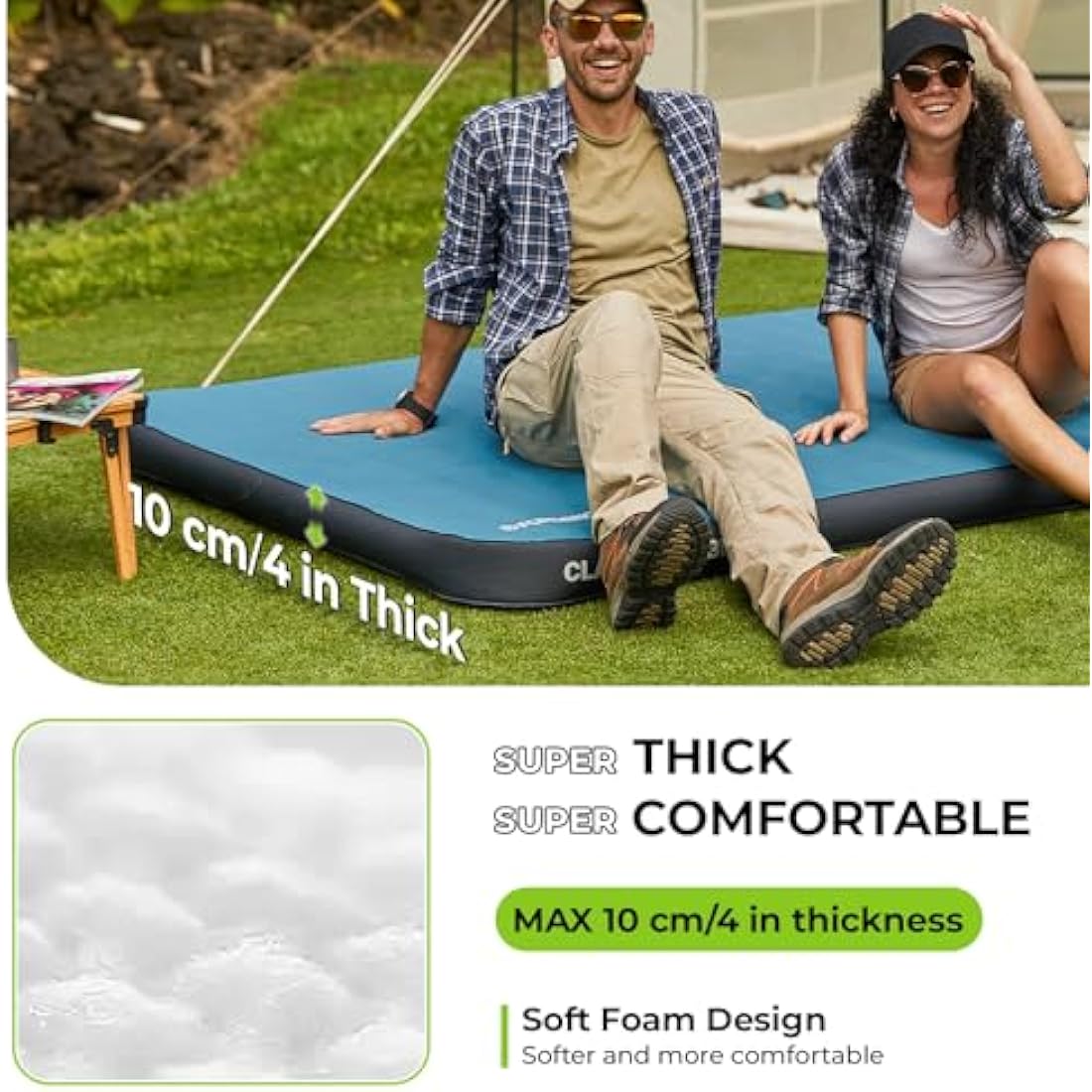 FUNDANGO Self Inflating Camping Mat | 10cm Thick R-Value 8.7 Mattress