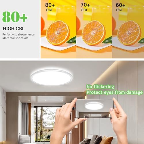 LQIKARL 2-Pack Dimmable LED Ceiling Light | 24W Ultra-Thin Flush Mount