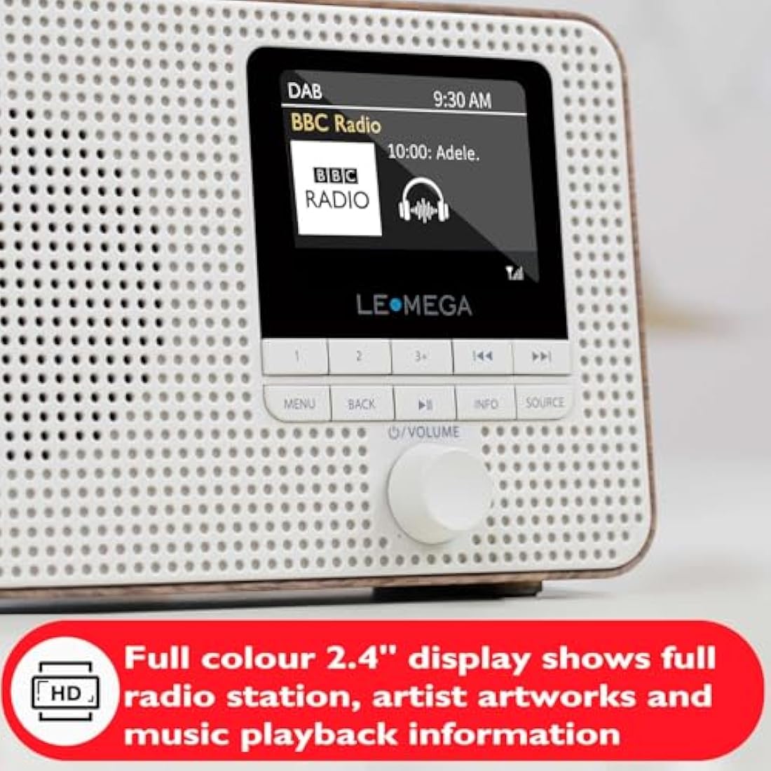 LEMEGA IR1 Internet Radio – Portable DAB+ Digital Radio with Bluetooth, Walnut