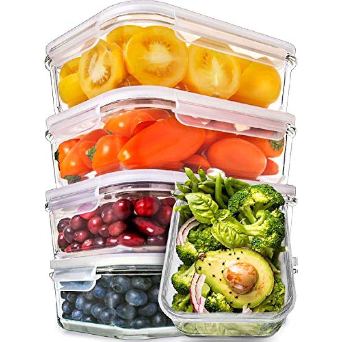 Jolof Store Glass Meal Prep Containers – 5-Pack Airtight Food Storage