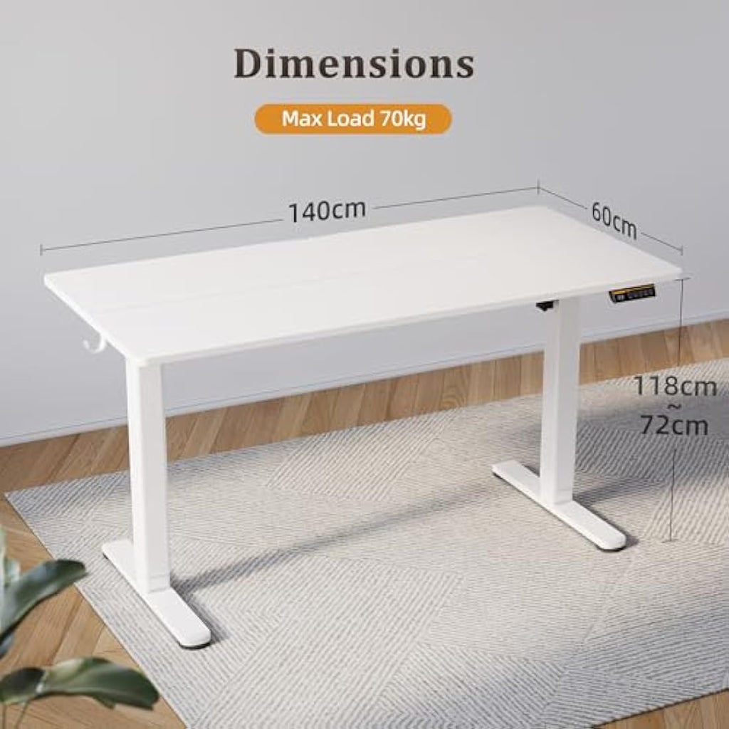 Claiks Electric Standing Desk | 140x60cm Height Adjustable Sit Stand Desk