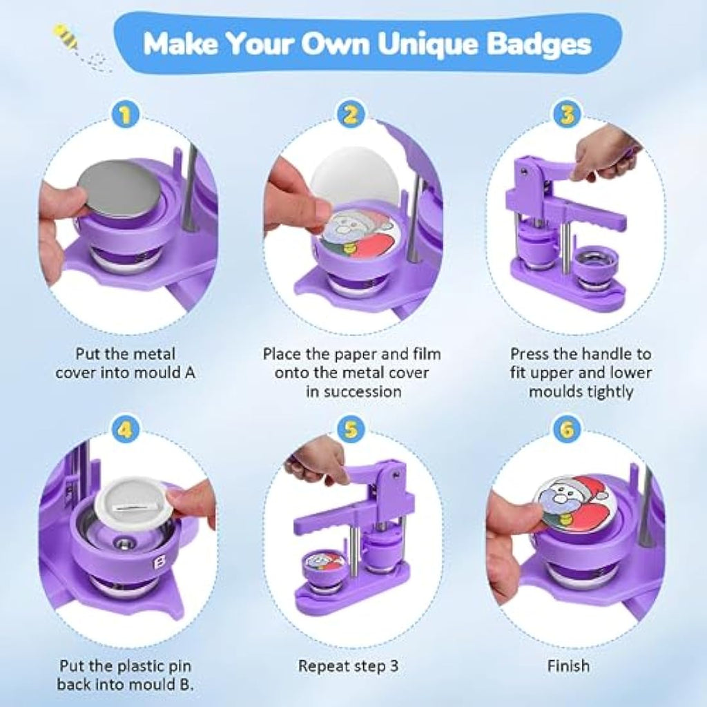 DOYFAY Button Maker Machine - 3-in-1 DIY Badge Press Kit with 3 Molds